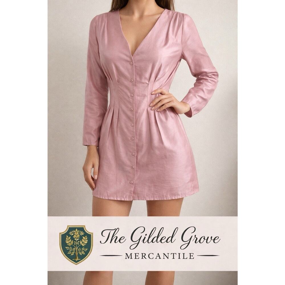 Nasty Gal Collection Shimmer Fit & Flare Mini Dress Blush Pink Size US 4